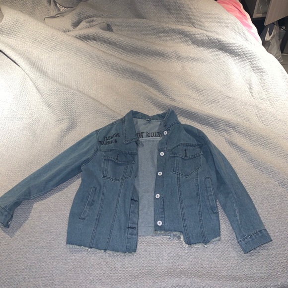 Pop Art Print Distressed Denim Jacket - Picture 4 of 7